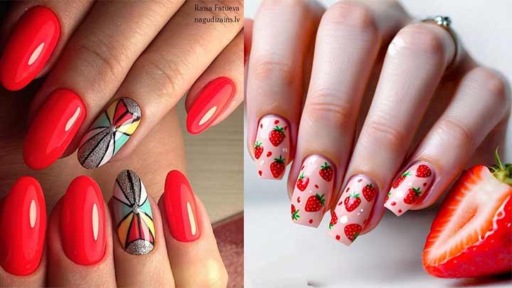 ناخن تابستانه رنگ جیغ قرمز ناخن تابستانه رنگ جیغ قرمز