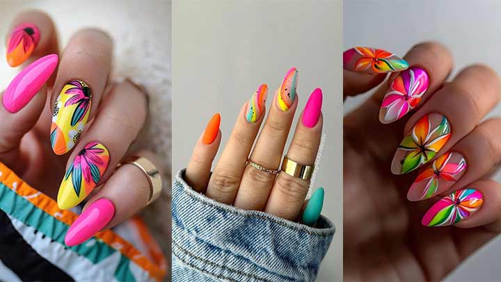 ناخن تابستانه طرح گل ناخن تابستانه طرح گل