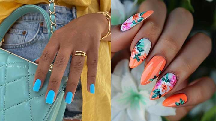 ناخن تابستانه رنگ آبی ناخن تابستانه رنگ آبی