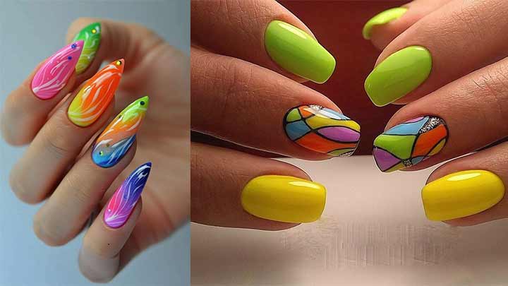 ناخن تابستانه رنگ لیمویی ناخن تابستانه رنگ لیمویی