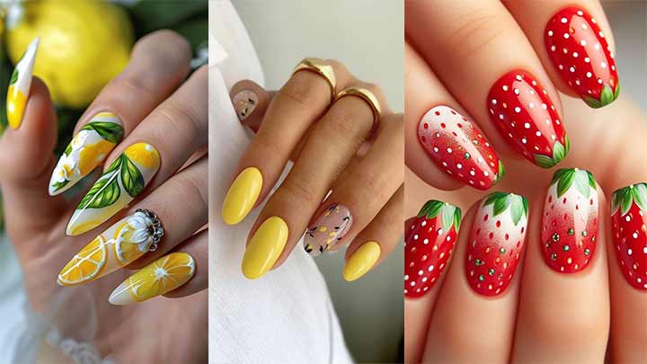 ناخن تابستانه طرح توت فرنگی ناخن تابستانه طرح توت فرنگی