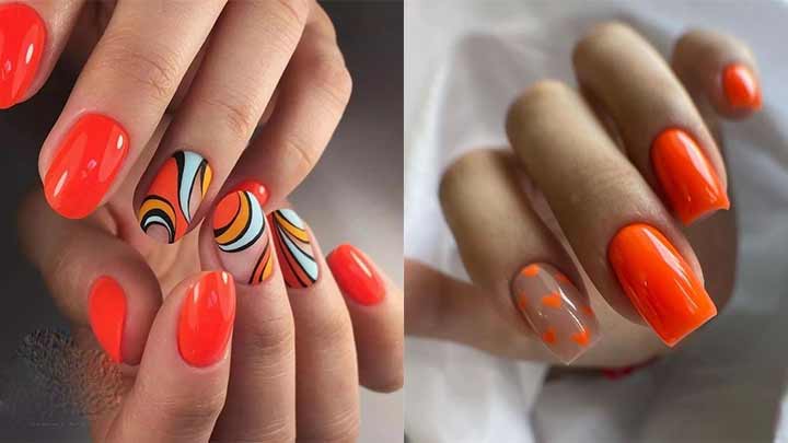 ناخن تابستانه رنگ نارنجی ناخن تابستانه رنگ نارنجی
