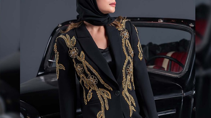 مدل مانتو مشکی کوتاه مجلسی کار شده برای مهمانی و مراسم