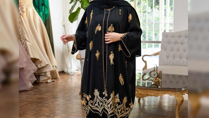 مدل مانتو مشکی بلند مجلسی کار شده برای مهمانی و مراسم