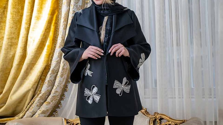 مدل مانتو مشکی کوتاه مجلسی کار شده برای مهمانی و مراسم