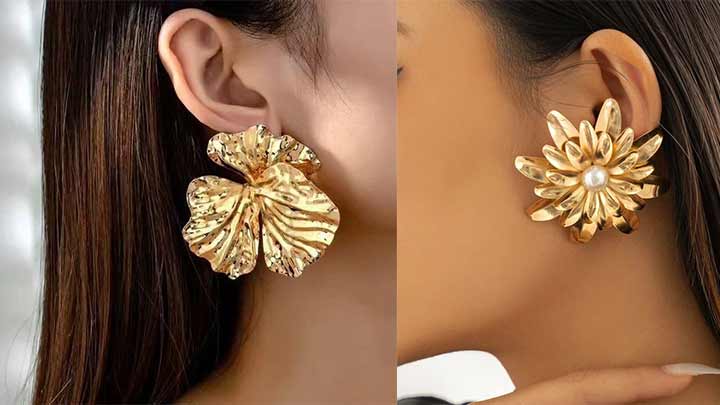 گوشواره فلزی با طرح گل گوشواره فلزی با طرح گل