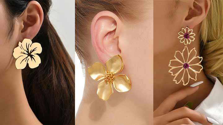 گوشواره میخی آویز فلزی گوشواره میخی آویز فلزی