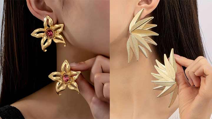 گوشواره طرح گل فلزی گوشواره طرح گل فلزی