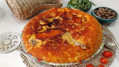 طرز تهیه دمی گوجه با ته انداز مرغ زعفرانی