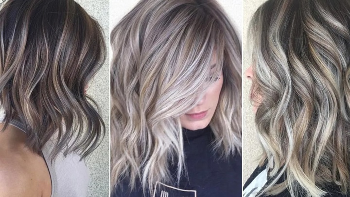 قهوه‌ای موشی و رشته‌های نقره‌ای از رنگ موی پاییزی ترند 2024