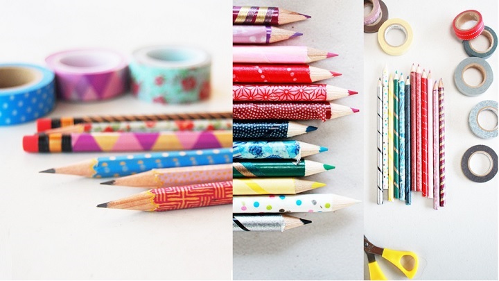 تزیین مداد سیاه با نوار چسب رنگی از ایدههای خلاقانه تزیین مدادهای ساده برای مدرسه تزیین مداد سیاه با نوار چسب رنگی از ایدههای خلاقانه تزیین مدادهای ساده برای مدرسه