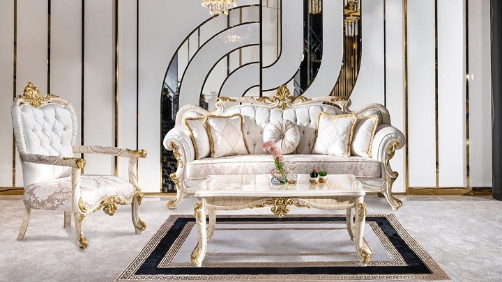 مبلمان سفید طلایی سلطنتی مبلمان سفید طلایی سلطنتی