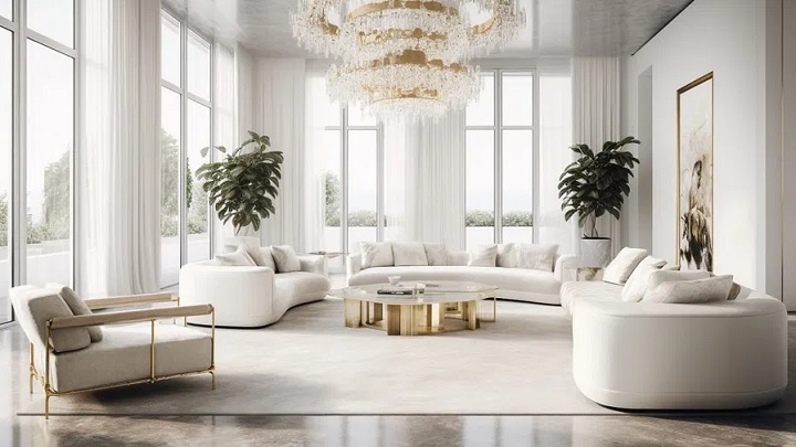 دکوراسیون مونوکروم با مبلمان سفید دکوراسیون مونوکروم با مبلمان سفید