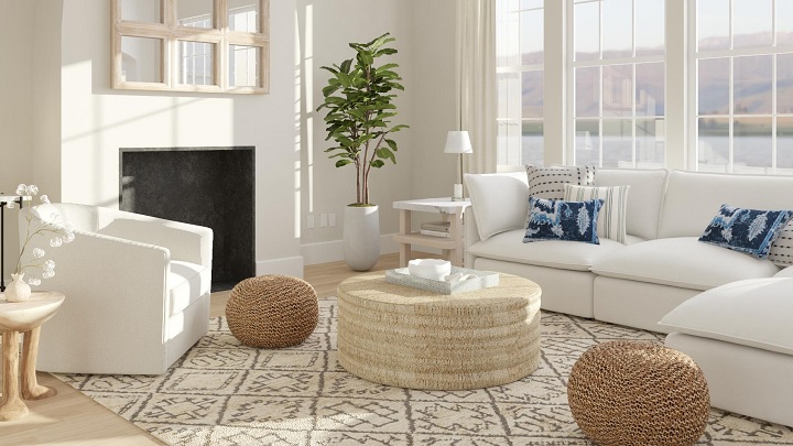 ترکیب رنگ‌های جسورانه با مبل سفید