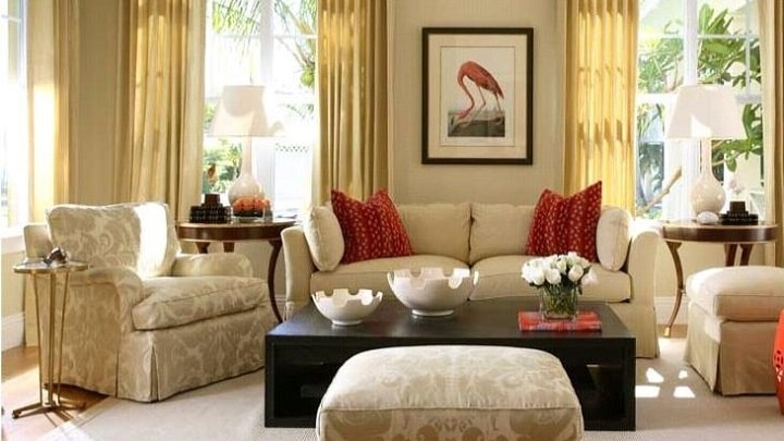 دیزاین خانه با مبل کرم