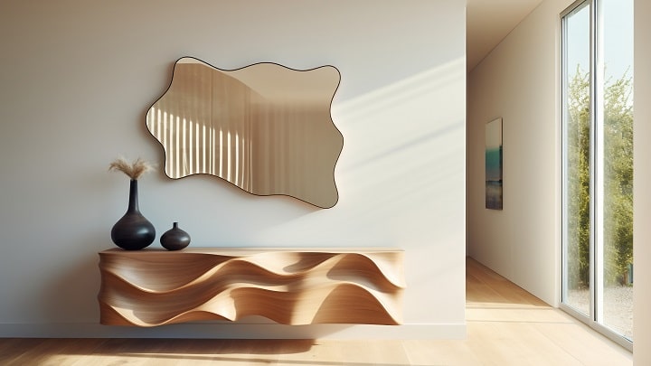 دیزاین خانه با آینه کنسول مینیمال و ساده