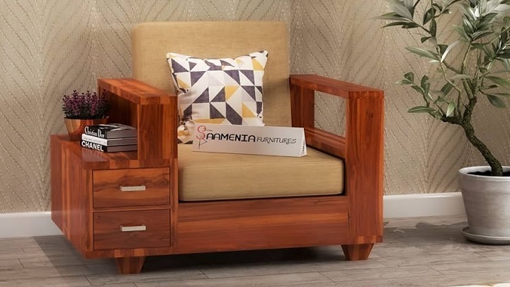 انواع مدل مبل تک نفره پایه یا دسته چوبی مدرن