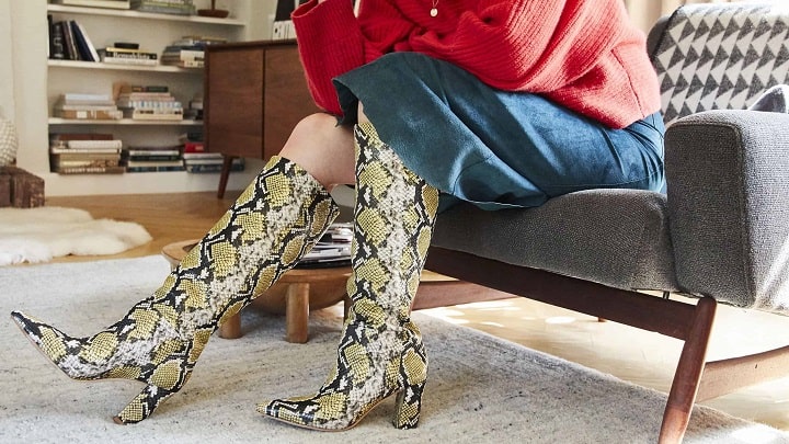 بوت بلند پاییزی طرح پوست ماری