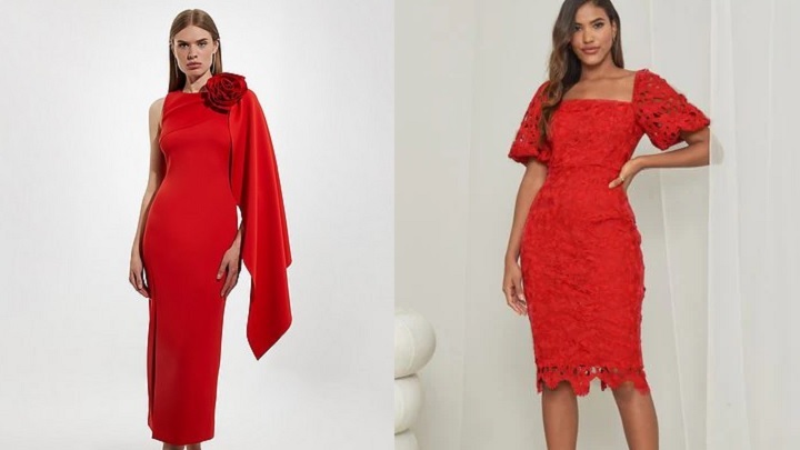 لباس مجلسی قرمز با جنس گیپور