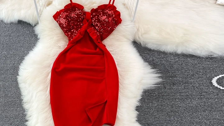 لباس مجلسی قرمز کار شده