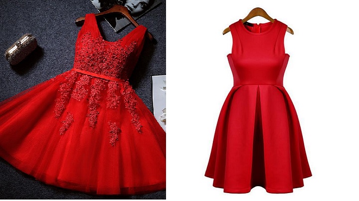 لباس قرمز مجلسی کوتاه