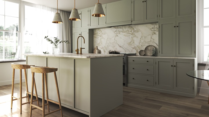 کابینت‌های خوش رنگ و مینیمال