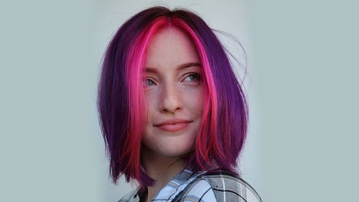 فیس فرم مو ترکیبی از رنگ بنفش و صورتی