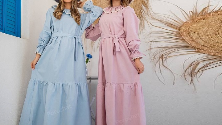 مانتو پیراهنی بلند رنگ پاستلی مانتو پیراهنی بلند رنگ پاستلی