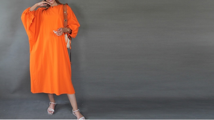 مانتو پیراهنی بلند رنگ جیغ نارنجی مانتو پیراهنی بلند رنگ جیغ نارنجی