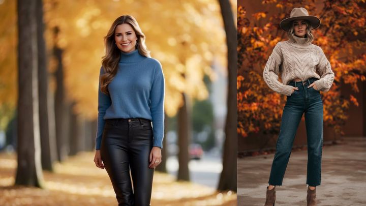 ستهای بینظیر پاییزی با بافت و شلوار جین ستهای بینظیر پاییزی با بافت و شلوار جین