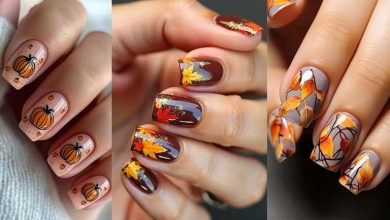 طرح پاییزی برای ناخنهای مربعی شکل؛ شیک و جذاب