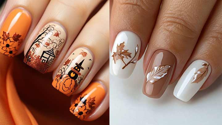 پاییز را با ناخن‌های مربعی رنگارنگ استقبال کنید