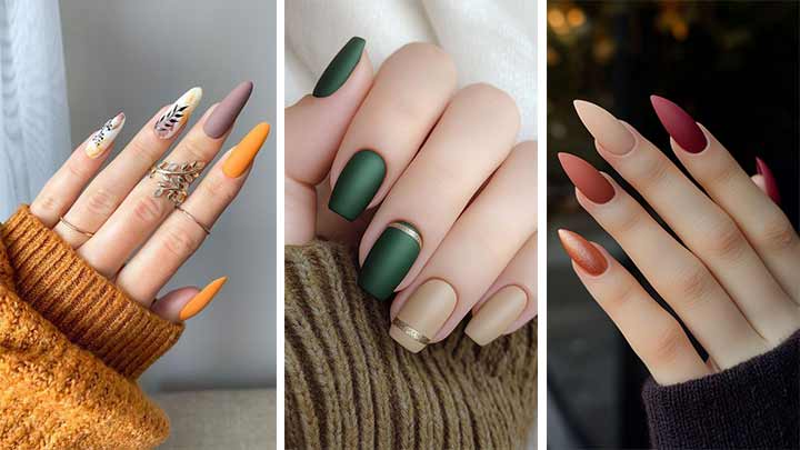 55 مدل طرح ناخن مات پاییزی