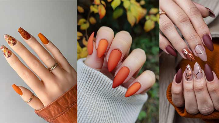 ناخن‌های مات با طرح‌های بافت‌دار: لمس پاییز روی ناخن‌ها