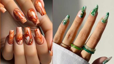 طرحهای ناخن ابر و بادی پاییزی؛ ترکیبی از رنگهای گرم و سرد