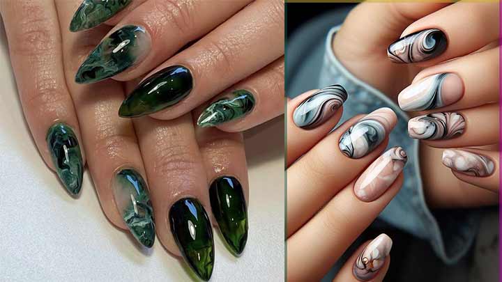 طرح‌های ابر و باد: انتخابی شیک برای ناخن‌های پاییزی