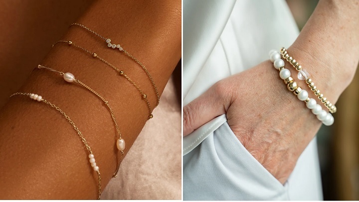 انواع دستبندهای مرواریدی طلا زنانه را مشاهده کنید