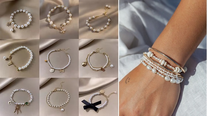 دستبند مرواریدی طلا: جادوی کلاسیک در دستان شما