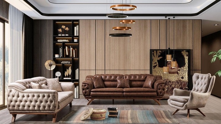 چیدمان شیک با مبل چستر چیدمان شیک با مبل چستر