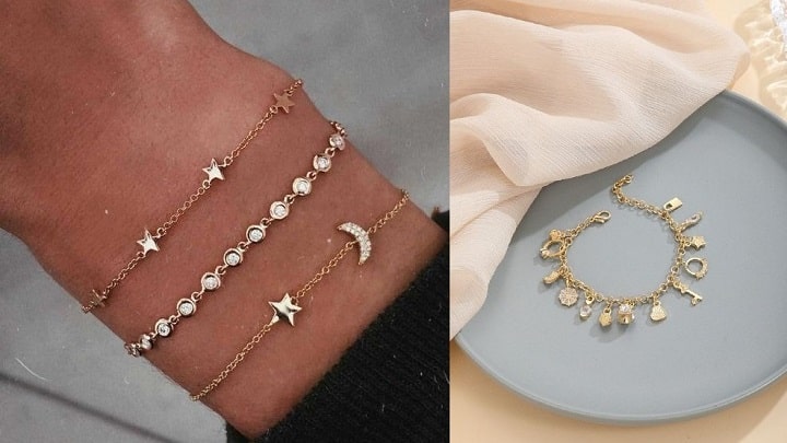 زرق و برق سلطنتی: دستبندهای زنجیری طلا با طرح‌های هندسی نفیس