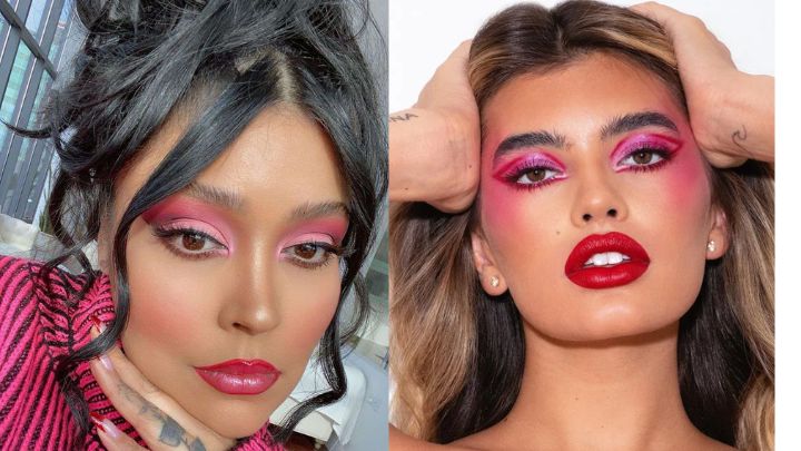 آرایش چشم صورتی روشن و خط چشم مشکی آرایش چشم صورتی روشن و خط چشم مشکی