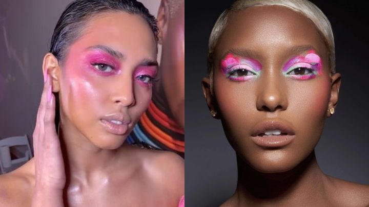 آرایش با سایه چشم صورتی و بنفش آرایش با سایه چشم صورتی و بنفش