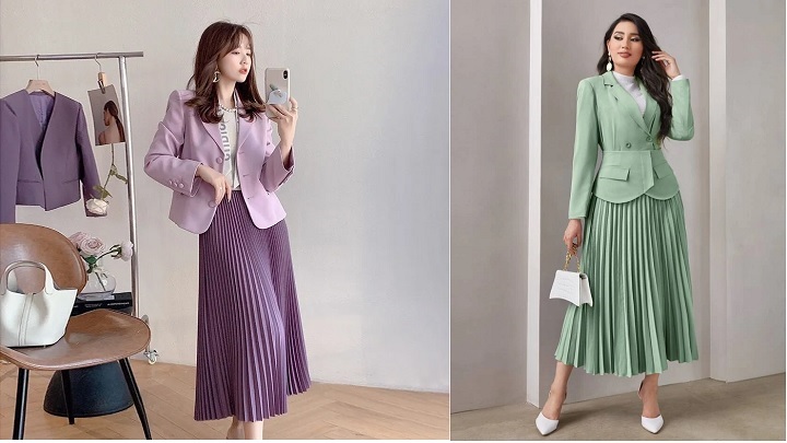 کت و دامن پلیسه: استایلی که هرگز از مد نمی‌افتد