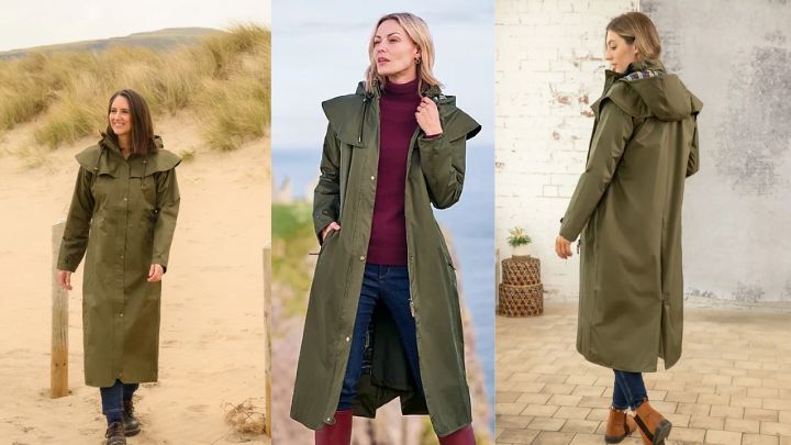 استایل کردن با مانتو بارانی بلند زیتونی استایل کردن با مانتو بارانی بلند زیتونی