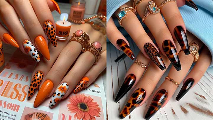 ناخنهای پلنگی؛ ترکیبی از رنگهای پاییزی ناخنهای پلنگی؛ ترکیبی از رنگهای پاییزی