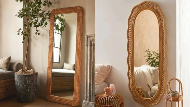 با آینه قدی حصیری، فضایی آرام و دلنشین خلق کنید. با آینه قدی حصیری، فضایی آرام و دلنشین خلق کنید.