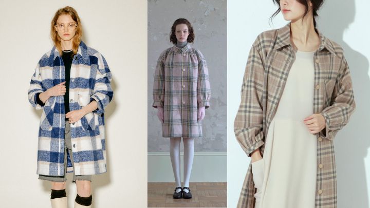 پالتو چهارخانه با یقه خزدار پالتو چهارخانه با یقه خزدار