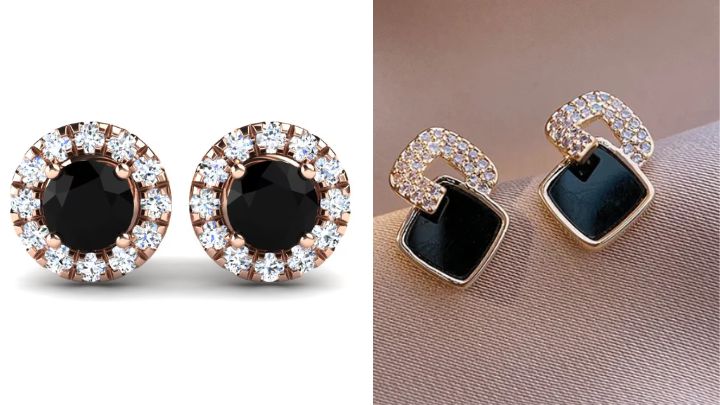 گوشواره‌های مشکی با سنگ‌های طبیعی