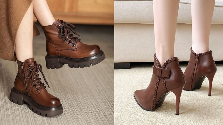 جدیدترین نیم‌ بوت‌های چرم قهوه‌ای زنانه 2024