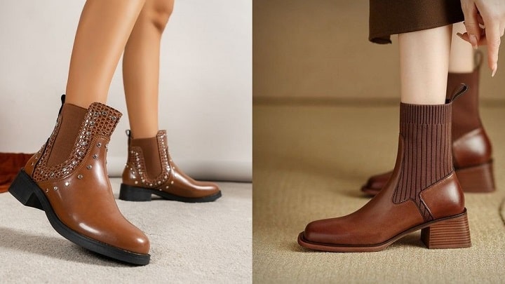 نیم بوت‌های چرم قهوه‌ای: برای زنانی که می‌دانند چه می‌خواهند